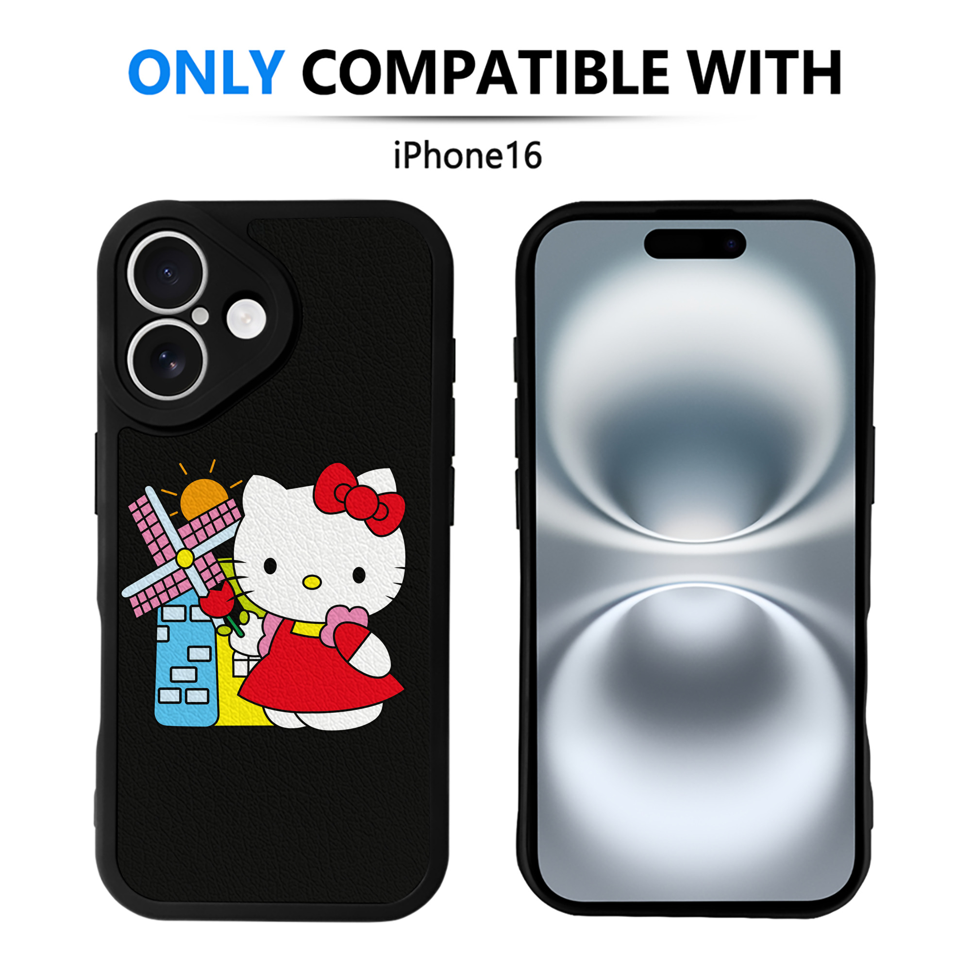 （画像用） Hello Kitty ハローキティ 【iPhone 16シリーズ対応】シリコンスマホケース（レザー調） 材質：シリコン